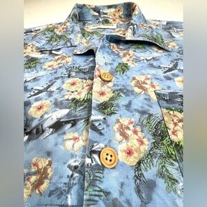 KAMP SHIRT Men’s Military Hawaiian Shirt US Navy Ships‎ Jets Aircraft Size 2XL